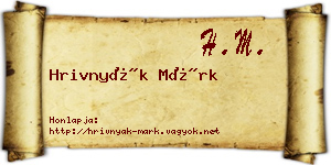 Hrivnyák Márk névjegykártya